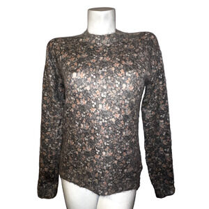 Bartolini Italy Womens Small Floral Mohair Blend Fuzzy Knit Crew Neck Sweater